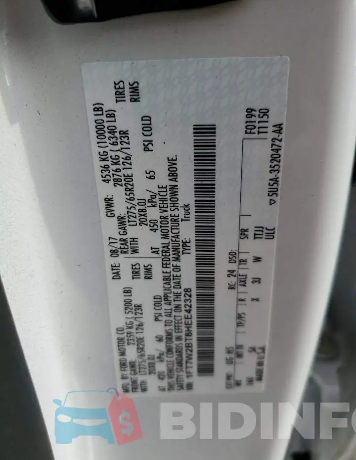 1FT7W2BT8HEE42328 Photo# 12