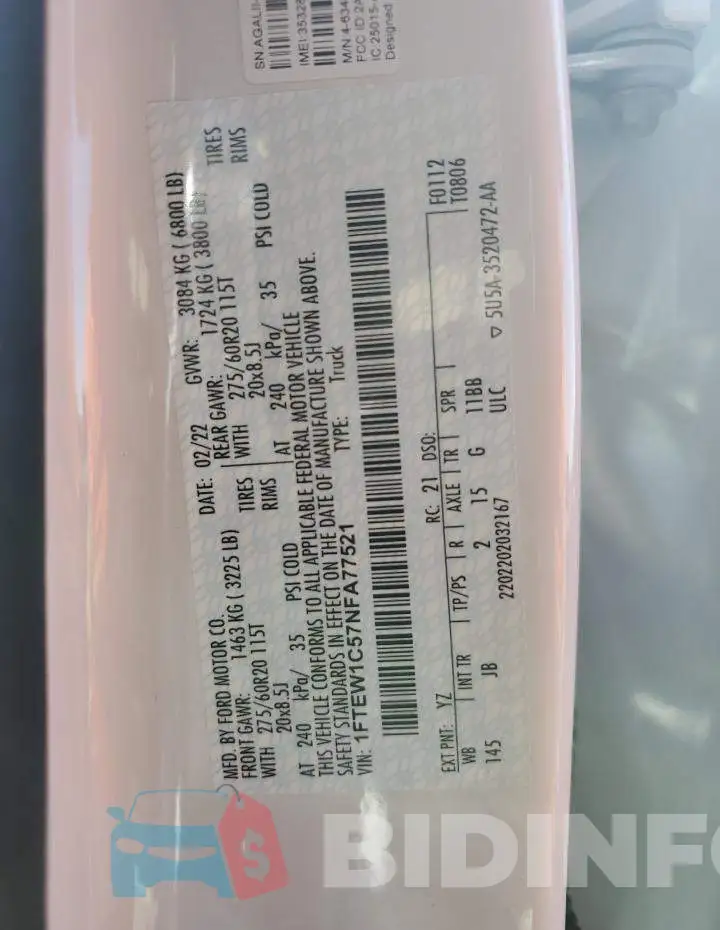 1FTEW1C57NFA77521 Photo# 12