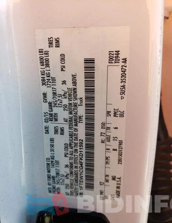 1FTEW1CG4FKD11592 Photo# 12