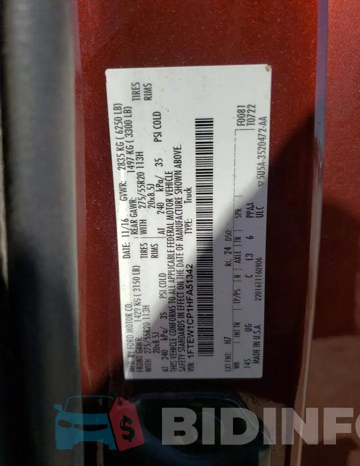1FTEW1CP1HFA51342 Photo# 12