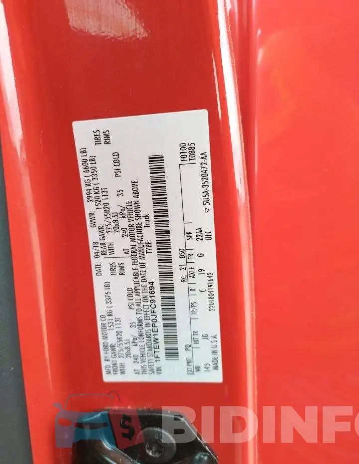 1FTEW1EP0JFC91694 Photo# 13