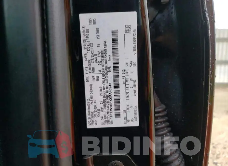 1FTEW1EPXKFA40943 Photo# 12