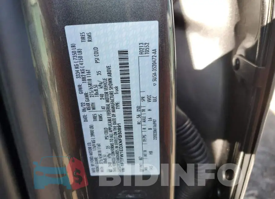 1FTFW1EDXNFB50891 Photo# 12