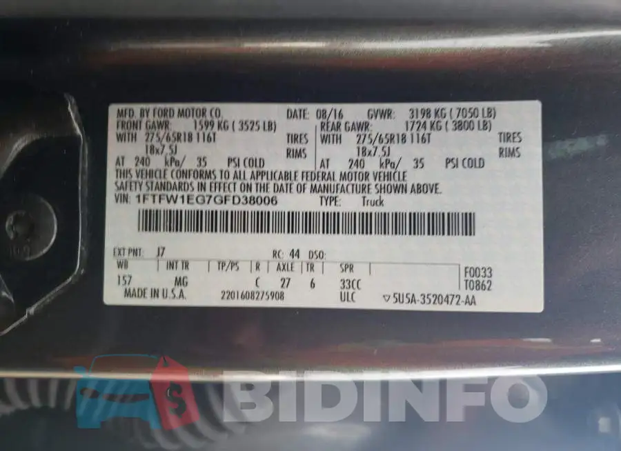 1FTFW1EG7GFD38006 Photo# 12