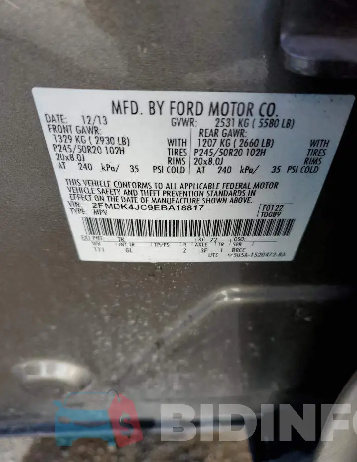 2FMDK4JC9EBA18817 Photo# 13
