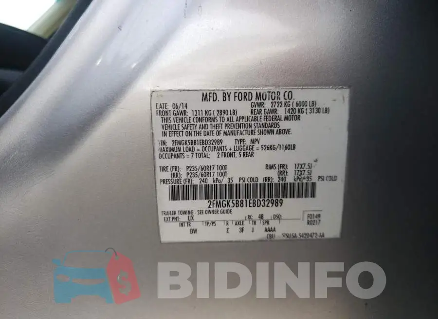 2FMGK5B81EBD32989 Photo# 10