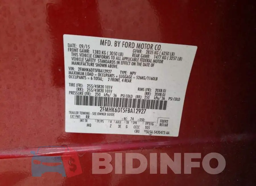2FMHK6DT5FBA12927 Photo# 12