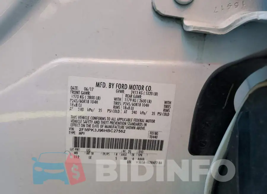 2FMPK3J96HBC27562 Photo# 14