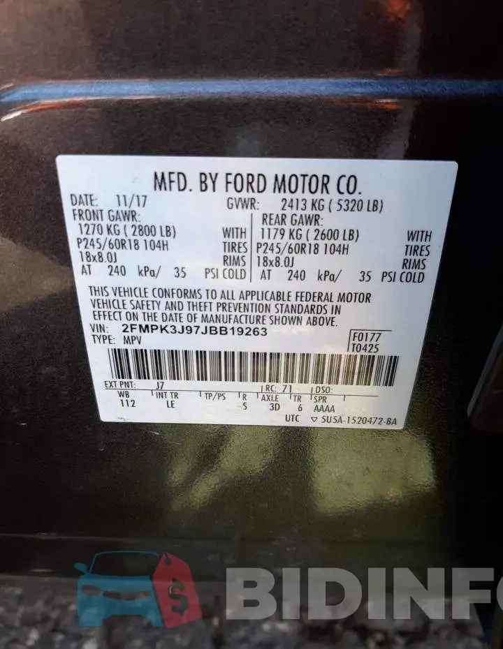 2FMPK3J97JBB19263 Photo# 12