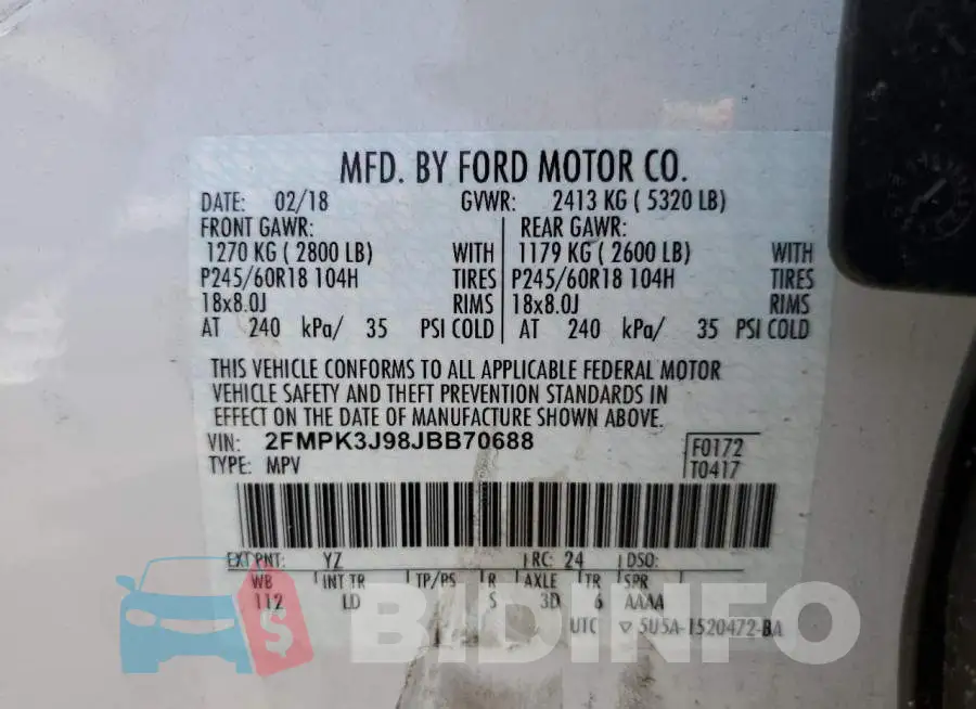 2FMPK3J98JBB70688 Photo# 14