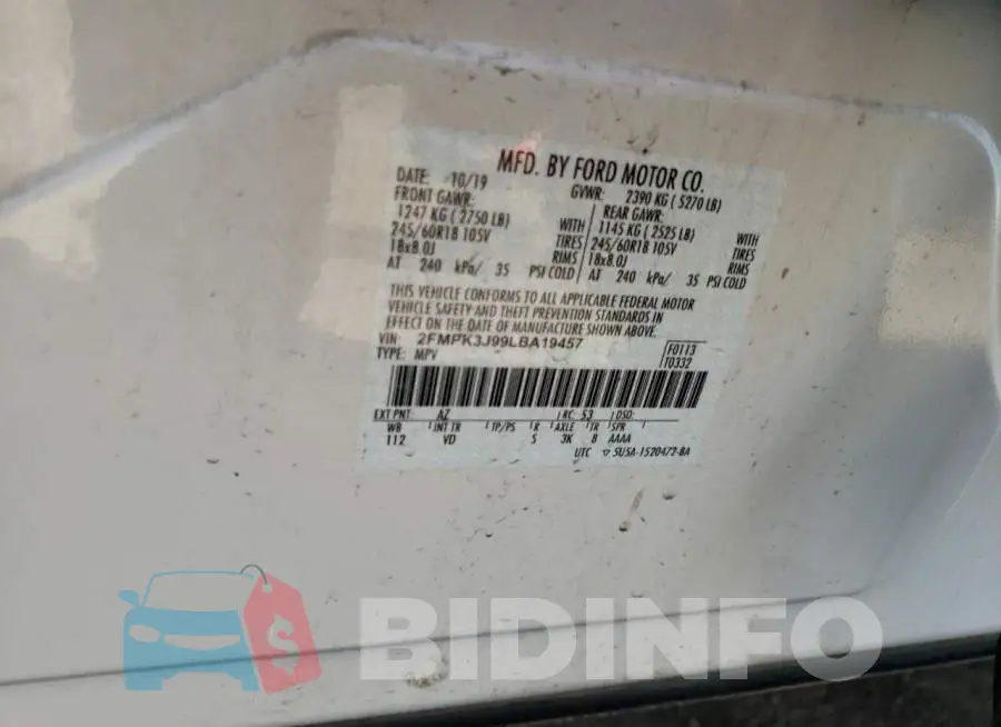 2FMPK3J99LBA19457 Photo# 12