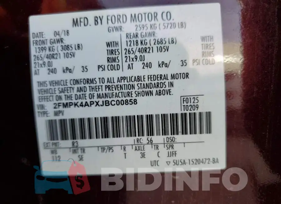 2FMPK4APXJBC00858 Photo# 14