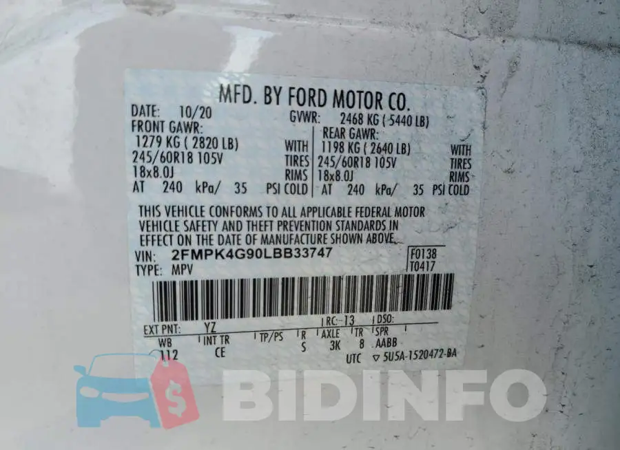 2FMPK4G90LBB33747 Photo# 13