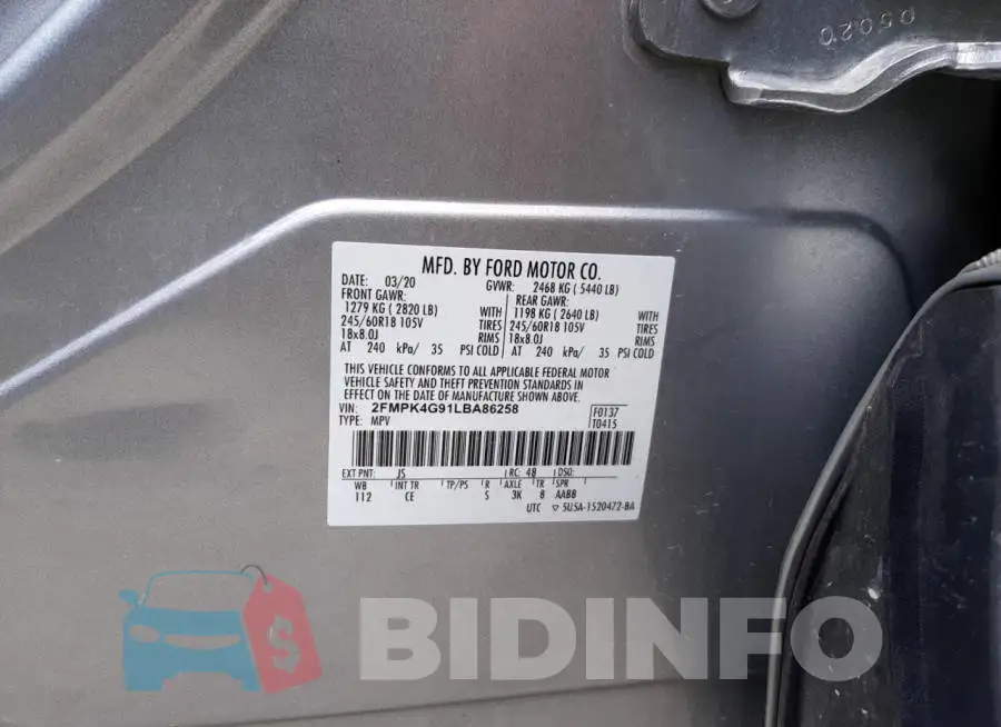 2FMPK4G91LBA86258 Photo# 10