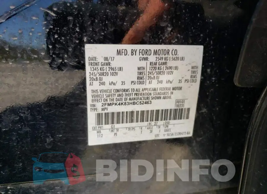 2FMPK4K83HBC52463 Photo# 13