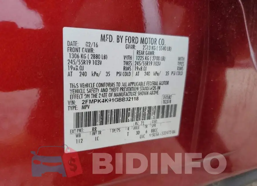 2FMPK4K91GBB32118 Photo# 13