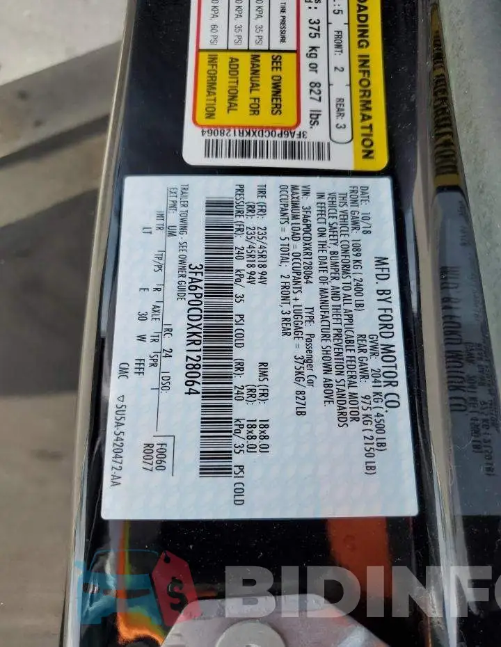 3FA6P0CDXKR128064 Photo# 13