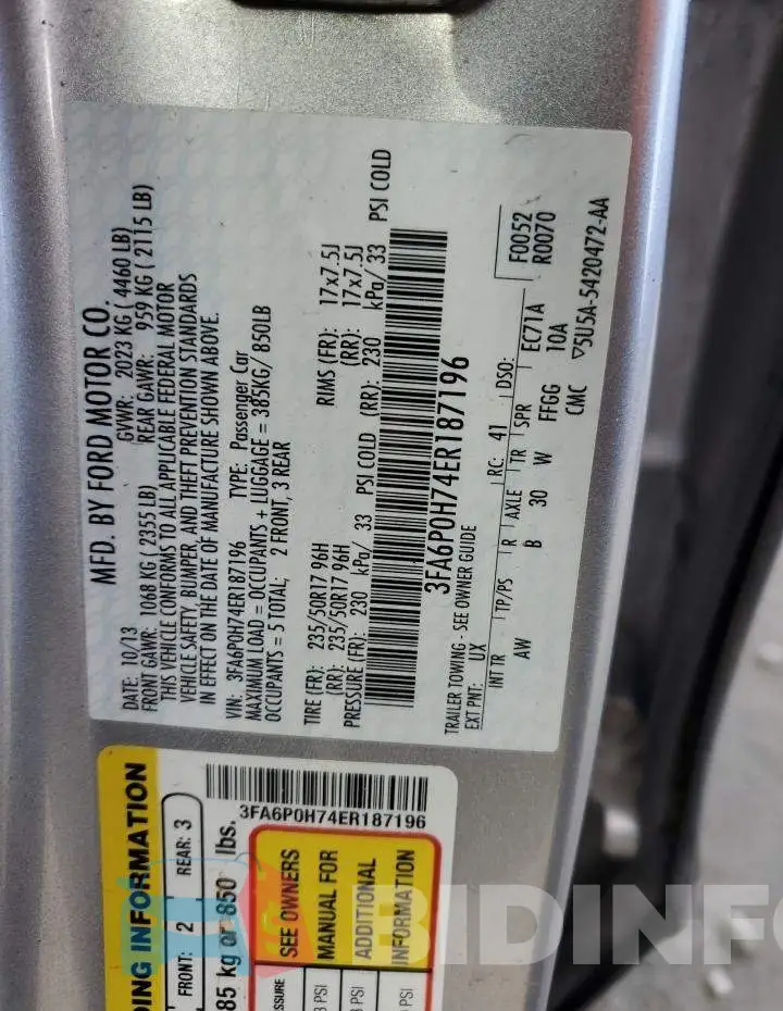 3FA6P0H74ER187196 Photo# 12