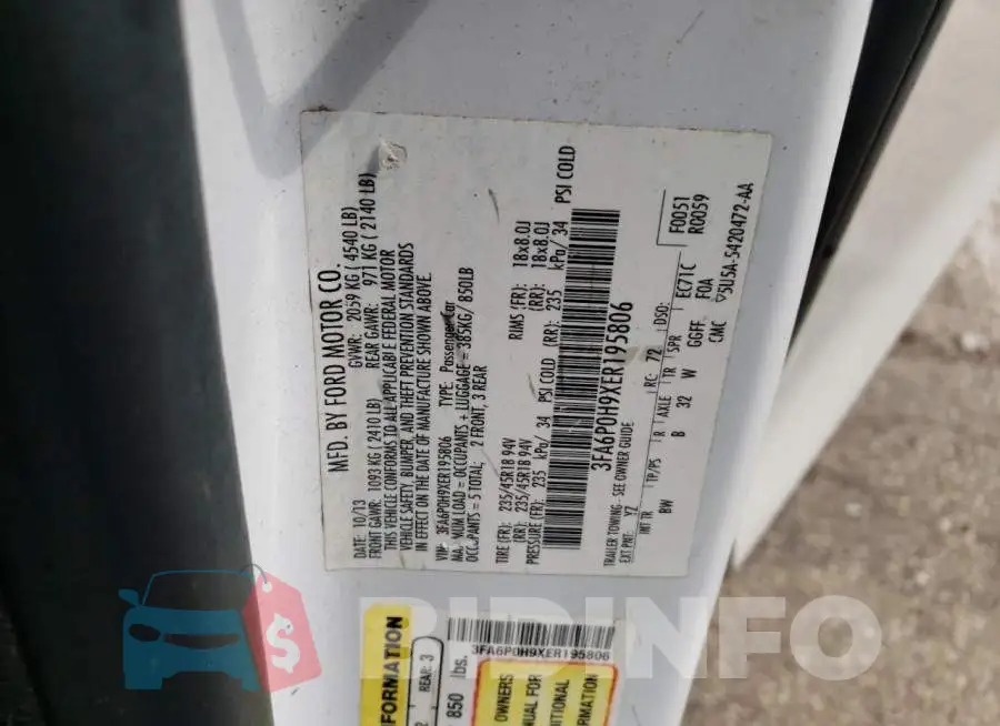 3FA6P0H9XER195806 Photo# 12