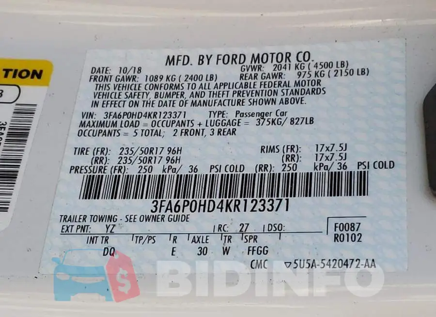 3FA6P0HD4KR123371 Photo# 12