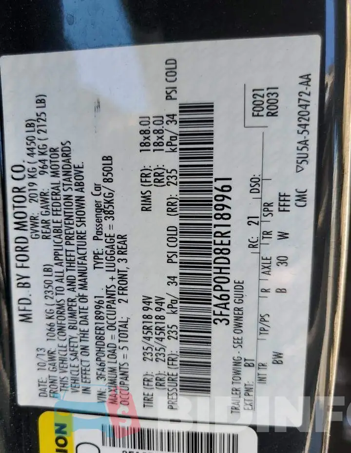 3FA6P0HD8ER189961 Photo# 12