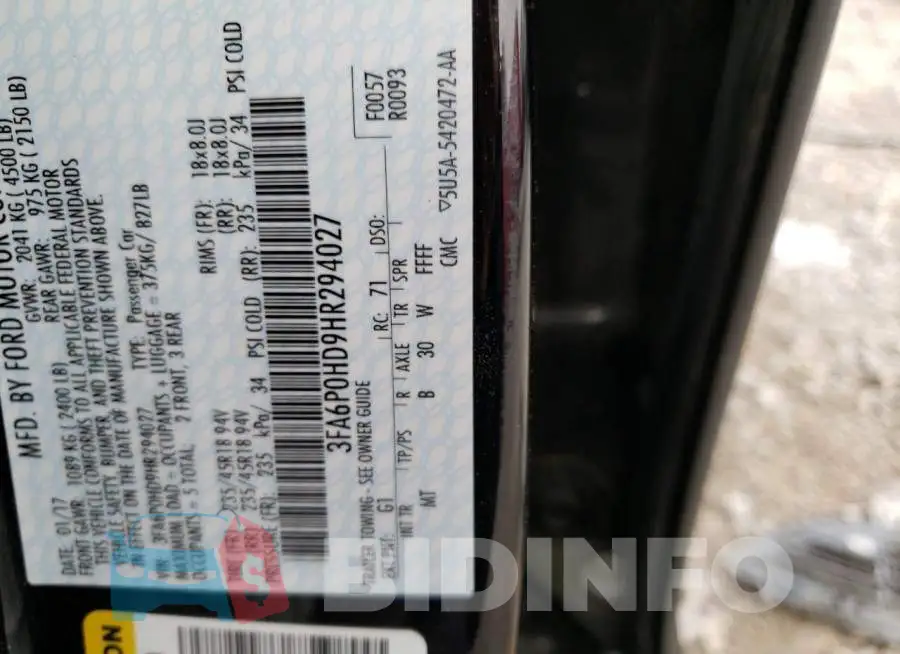 3FA6P0HD9HR294027 Photo# 12