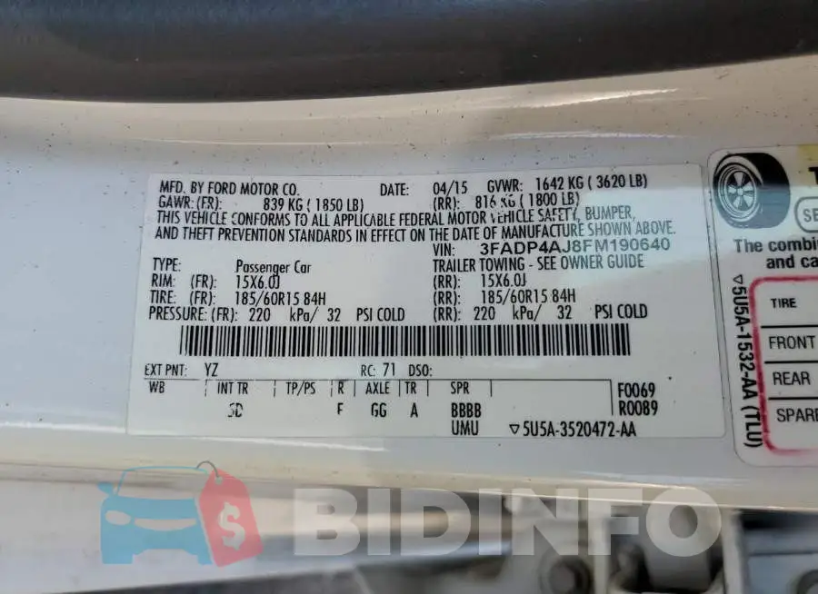 3FADP4AJ8FM190640 Photo# 12