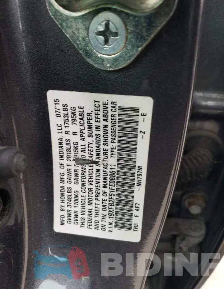 19XFB2F51FE088611 Photo# 12