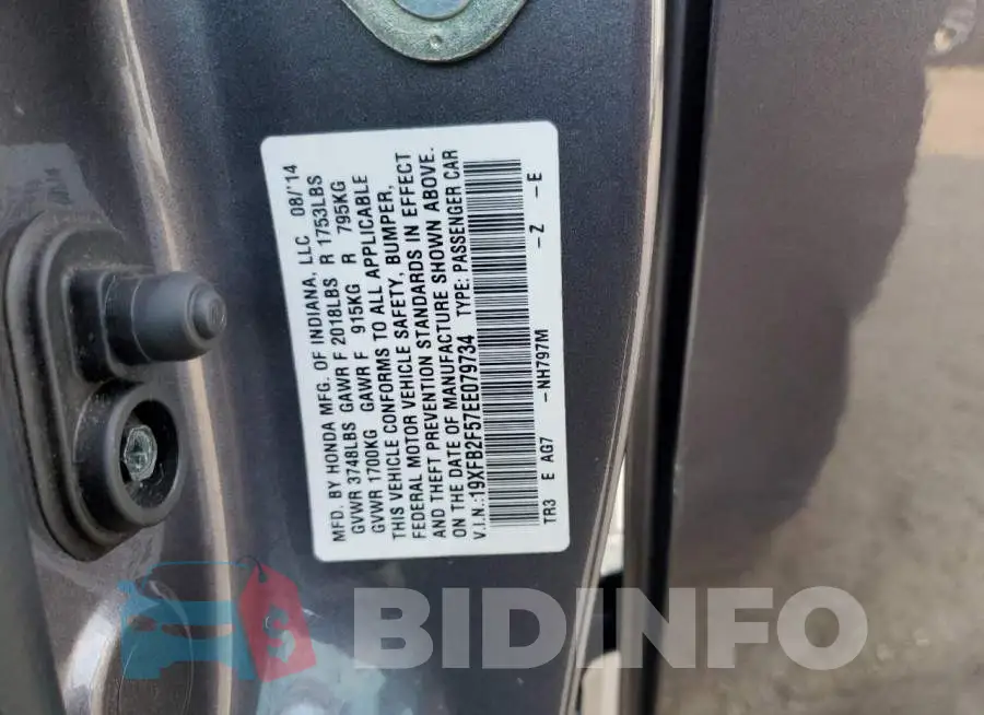 19XFB2F57EE079734 Photo# 13