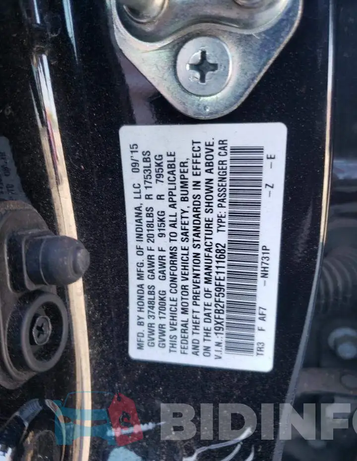 19XFB2F59FE111682 Photo# 12