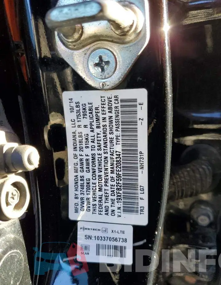 19XFB2F59FE208347 Photo# 13