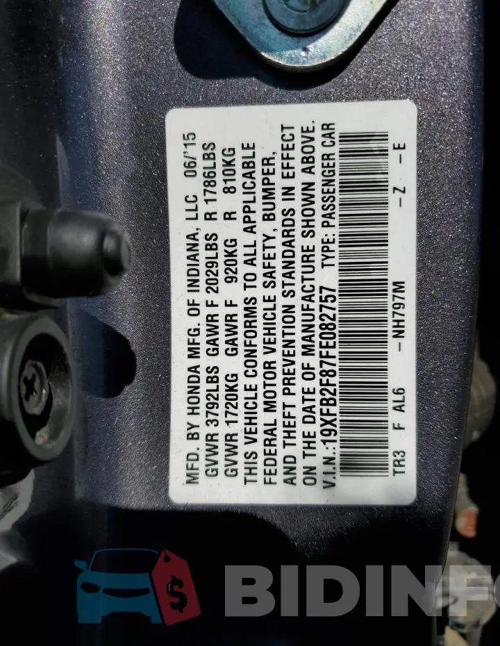 19XFB2F87FE082757 Photo# 12