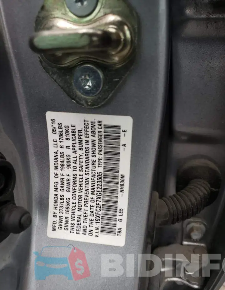 19XFC2F7XGE223505 Photo# 12