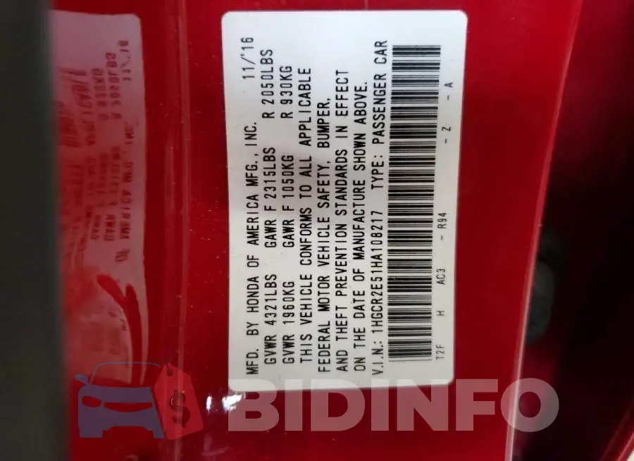 1HGCR2E51HA108217 Photo# 12
