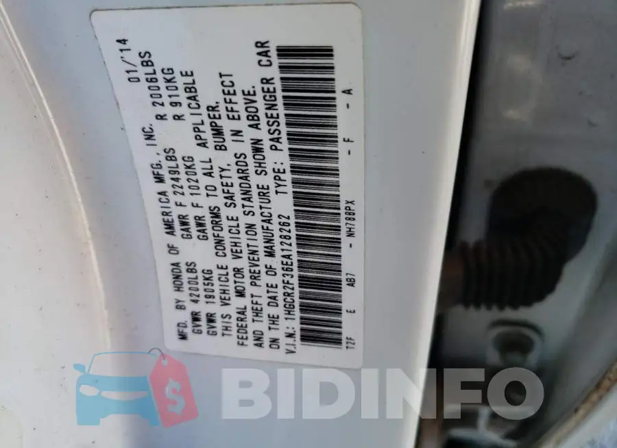 1HGCR2F36EA128262 Photo# 13