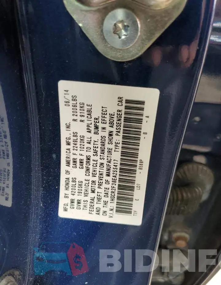 1HGCR2F38EA255417 Photo# 13
