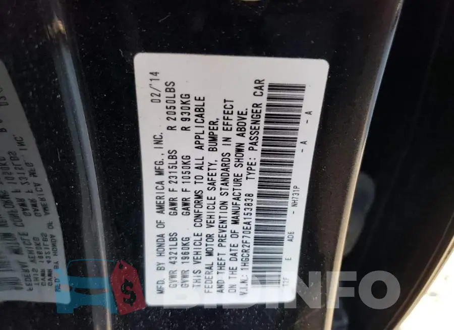 1HGCR2F70EA153838 Photo# 12