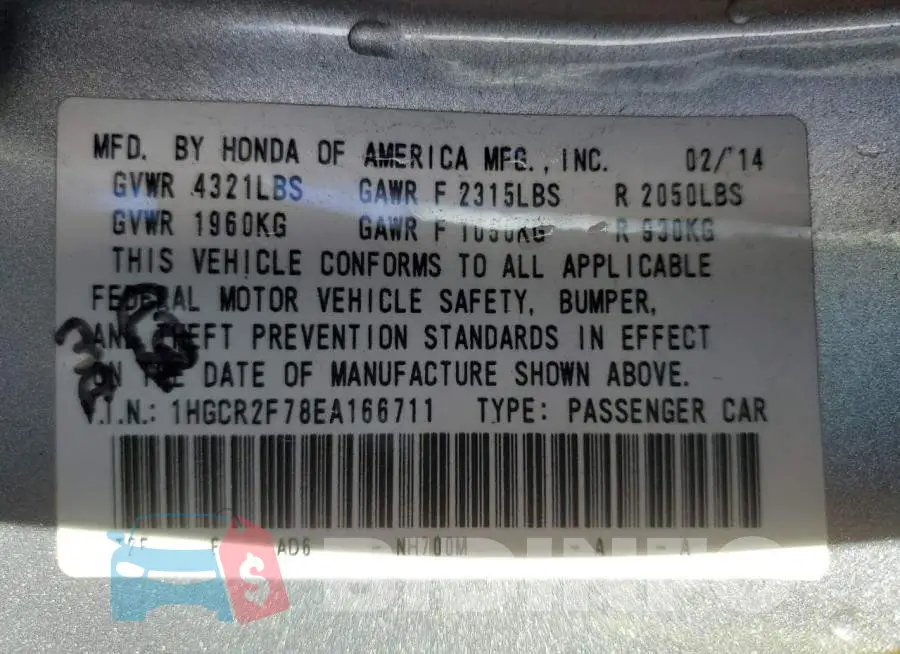 1HGCR2F78EA166711 Photo# 12