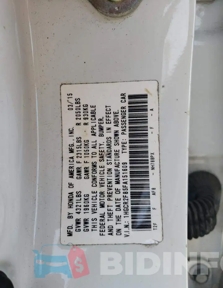 1HGCR2F85FA151609 Photo# 13