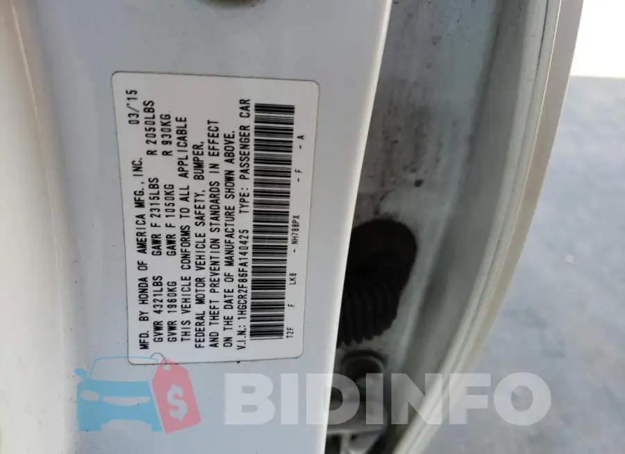 1HGCR2F86FA140425 Photo# 12