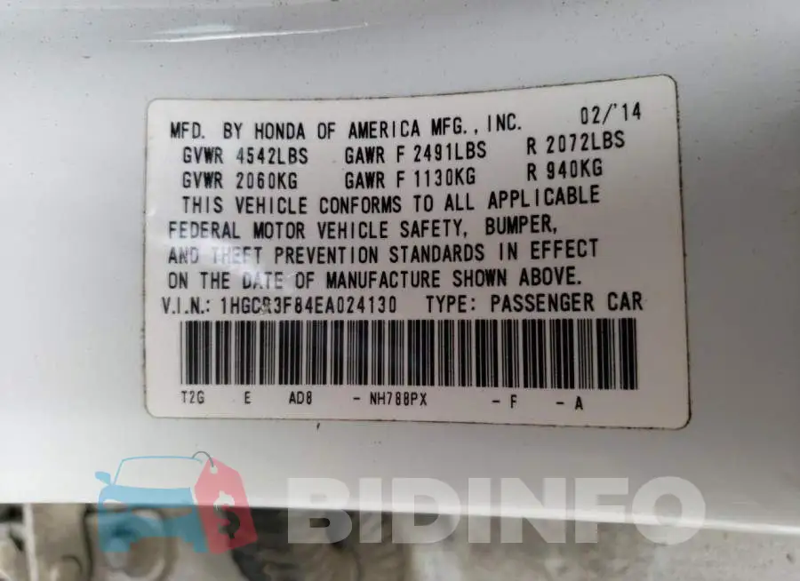 1HGCR3F84EA024130 Photo# 13