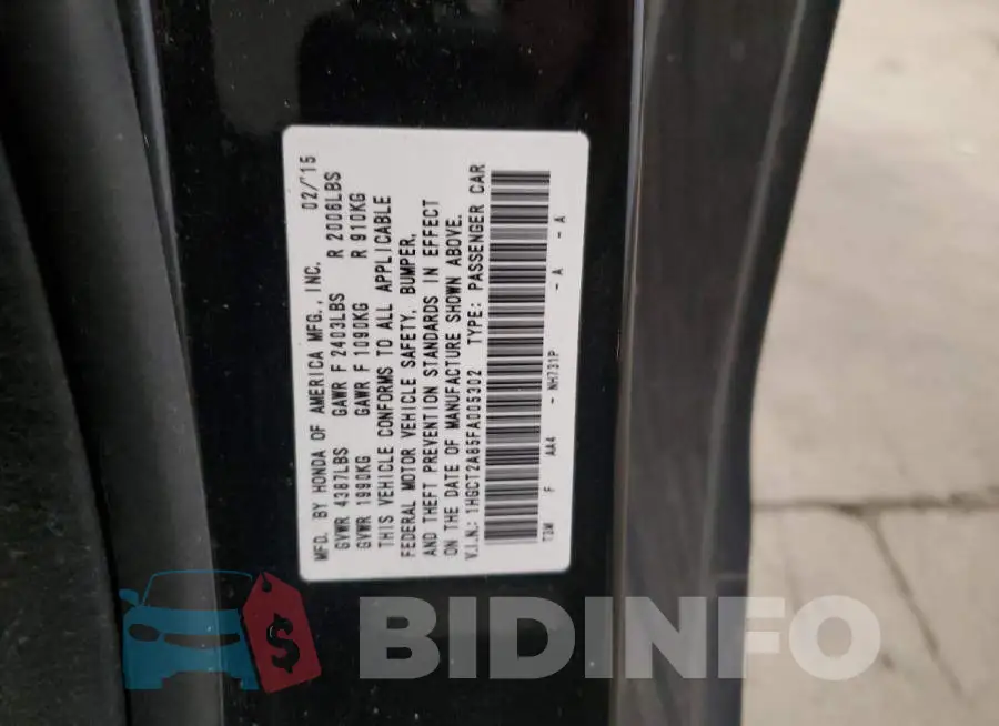 1HGCT2A85FA005302 Photo# 12