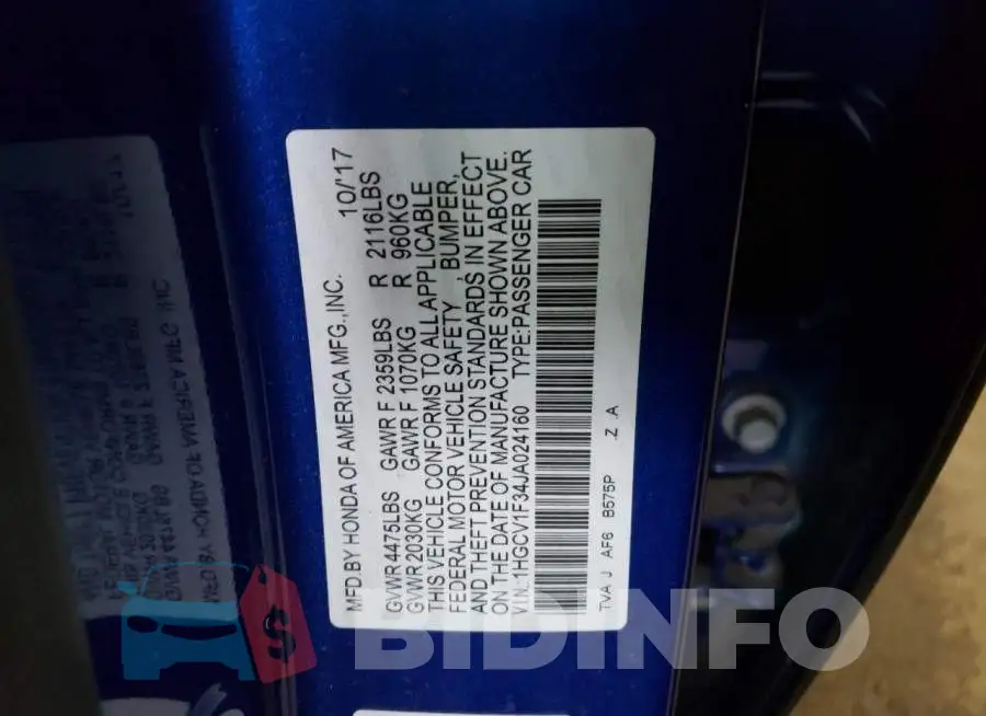 1HGCV1F34JA024160 Photo# 12