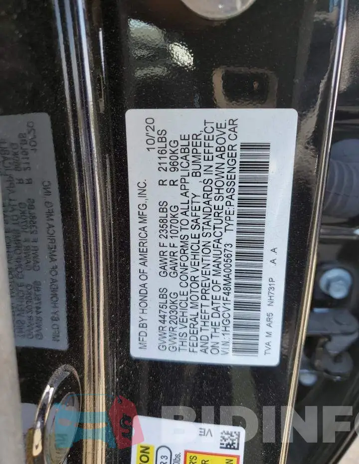 1HGCV1F48MA005673 Photo# 12