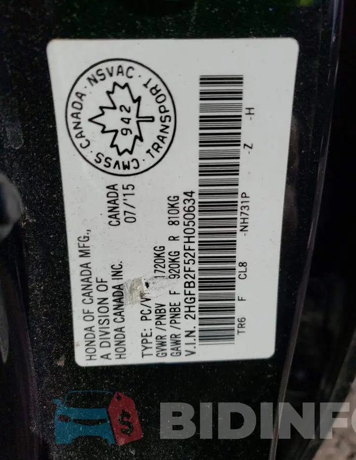 2HGFB2F52FH050634 Photo# 12