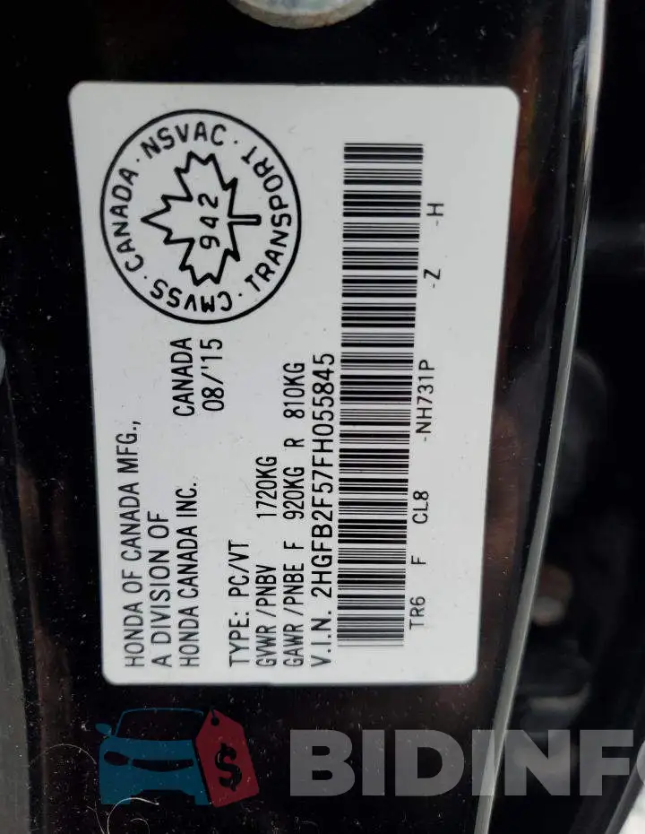 2HGFB2F57FH055845 Photo# 13