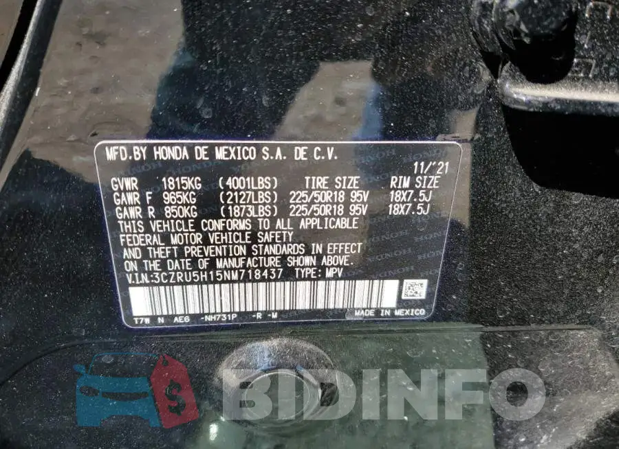 3CZRU5H15NM718437 Photo# 13