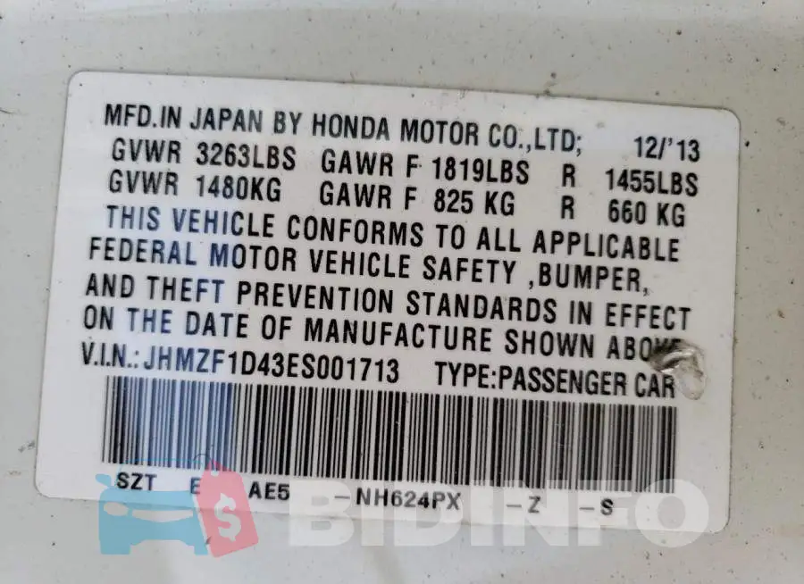 JHMZF1D43ES001713 Photo# 12