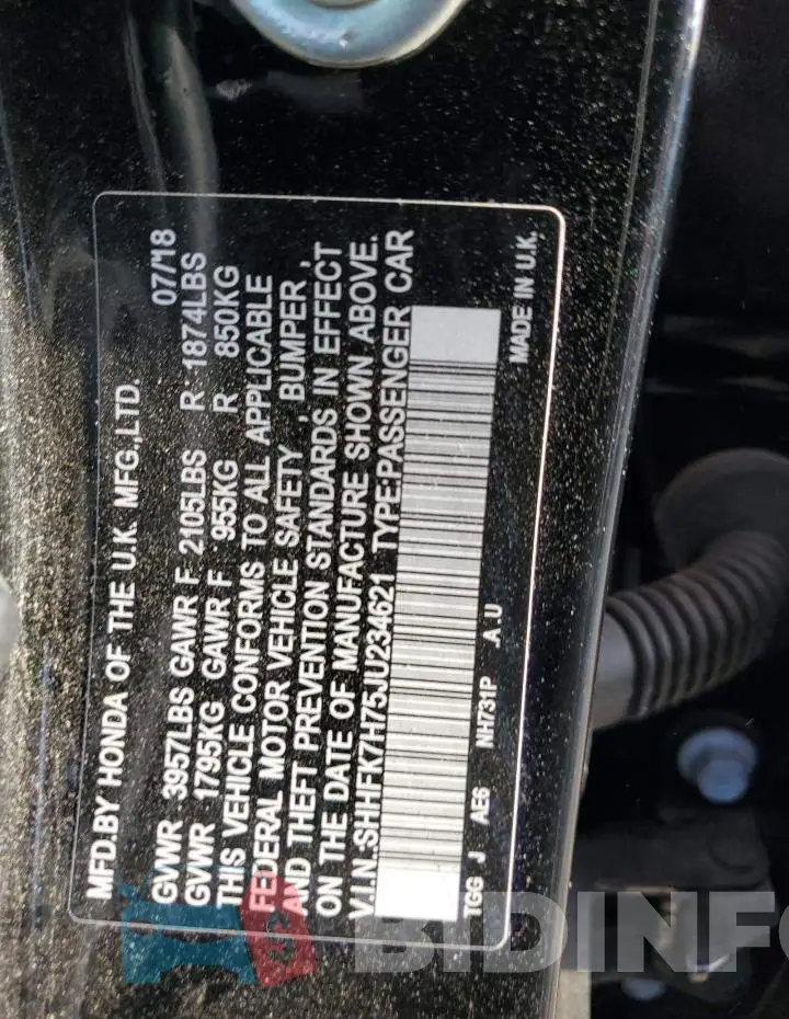 SHHFK7H75JU234621 Photo# 12