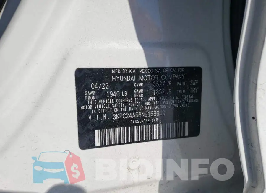 3KPC24A68NE169649 Photo# 12